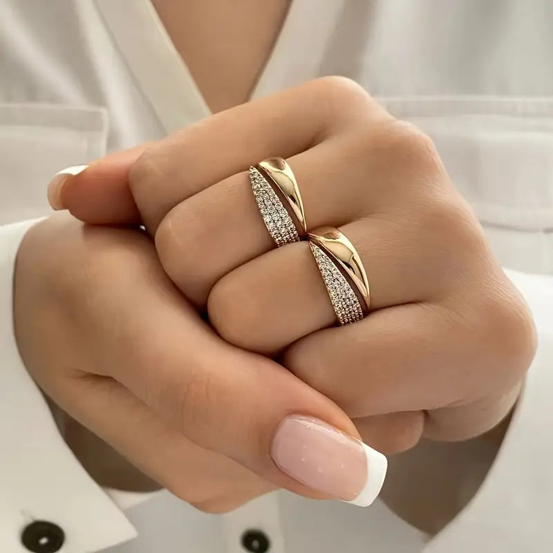 Elegant Guldring med Funklende Sten (1+1 GRATIS)